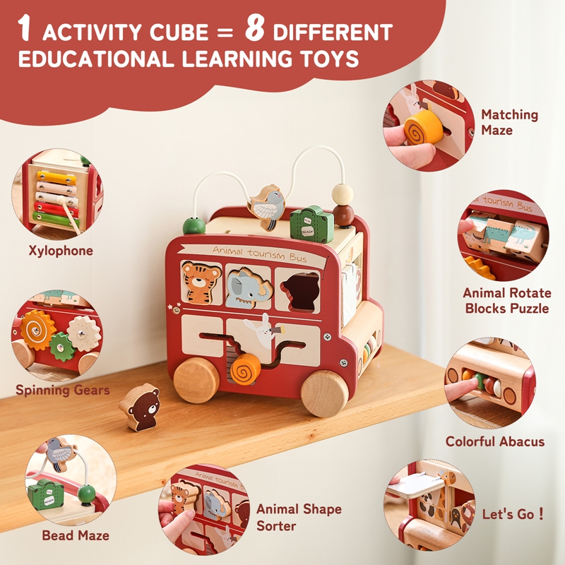 Kids Education Name - Houten busspeelgoed Aangepaste naam Gratis tellen